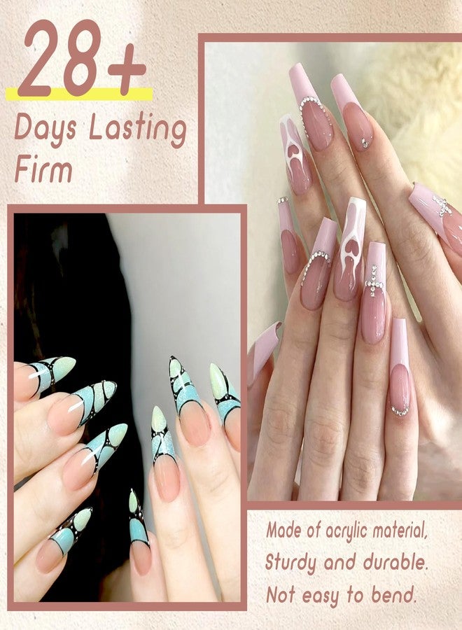 ELLEWIN 480PCS No C Curve Clear Nail Tips, Half Cover Coffin and Almond Nails for Acrylic Nails Kit, 10 Sizes Soft Gel Fake Nails Extension for Salons and Home DIY Gifts - Image 2